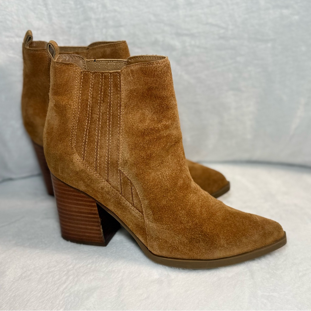 Marc Fisher Tan Suede Ankle Booties Size 8